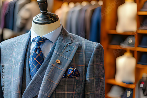 Business men's suit store indoor. AI technology generated image photo