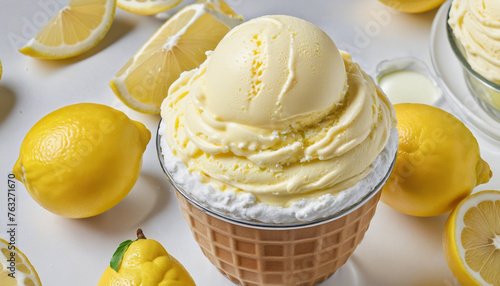 Watercolor illustration of lemon ice cream