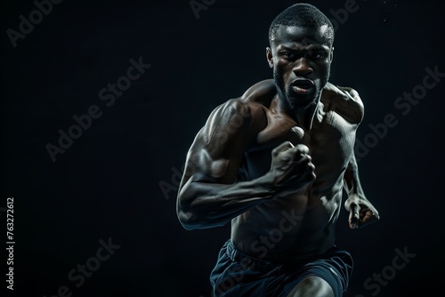Sprinter is running. Studio photo of athlete.  © Milosc