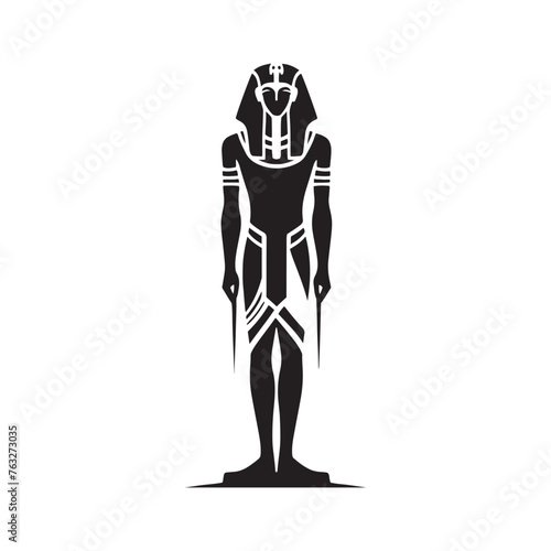 Legendary Akhenaten Silhouette Depiction - Immortalizing the Legend of Pharaohs in Illustration - Minimallest Akhenaten Vector - Egyptian Silhouette
