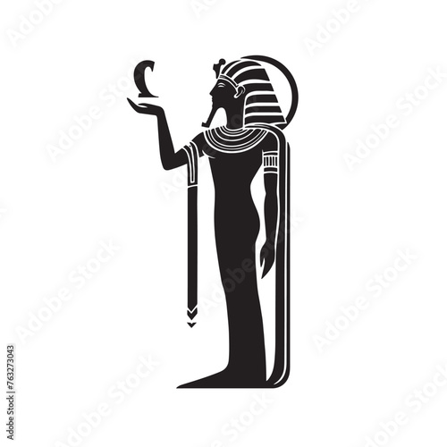 Celestial Akhenaten Silhouette Tribute - Honoring the Celestial Influence of Pharaohs in Illustration - Minimallest Akhenaten Vector - Egyptian Silhouette
