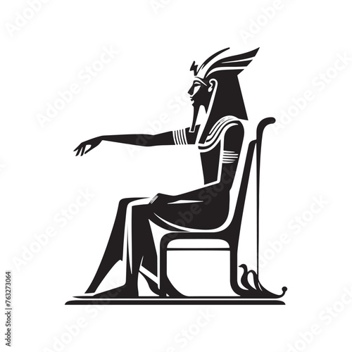 Noble Akhenaten Silhouette Artistry - Reflecting the Noble Virtues and Leadership of Ancient Kings in Illustration - Minimallest Akhenaten Vector - Egyptian Silhouette
