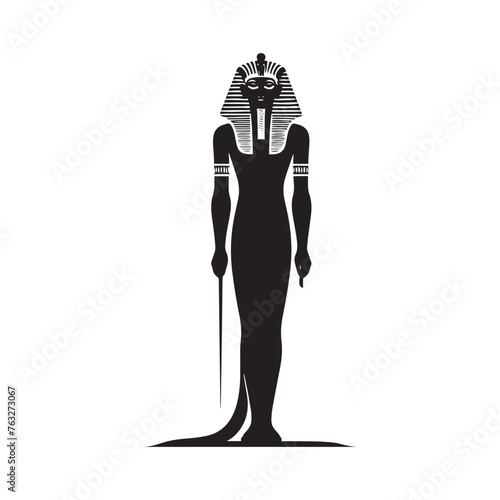 Exquisite Akhenaten Silhouette Tribute - Exuding the Exquisite Splendor of Pharaohs in Illustration - Minimallest Akhenaten Vector - Egyptian Silhouette