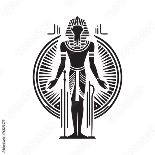 Enchanting Akhenaten Silhouette Rendering - Evoking the Enchantment of Pharaonic Rule in Illustration - Minimallest Akhenaten Vector - Egyptian Silhouette
