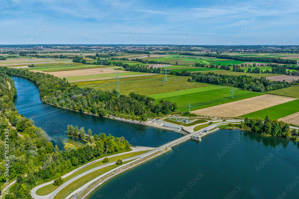 Die Region an der Lechstaustufe bei Unterbergen (Lochbachanstich) im Luftbild Die Region an der Lechstaustufe bei Unterbergen (Lochbachanstich) im Luftbild