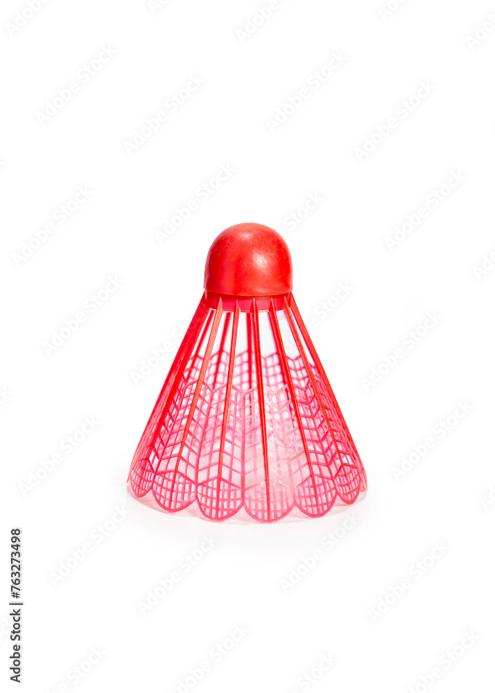 Red Plastic Badminton Ball (Shuttlecock), Isolated On White Background