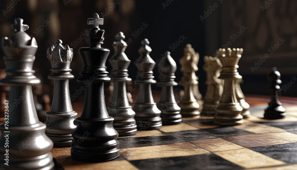 Chess pawns on a chessboard. The pawns are in various colors and styles, generative AI.
Chess pawns on a chessboard. The pawns are in various colors and styles, generative AI.