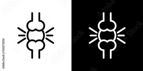 Spinal Disorder and Herniated Disc Icons. Back Health and Vertebral Column Symbols photo