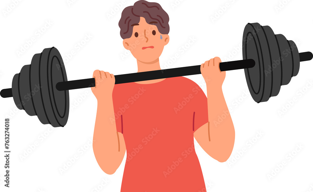 Weak man is doing fitness, trying to lift barbell to pump up big muscles and improve immunity. Tired guy doing sports exercise in gym, needs help of fitness trainer to achieve desired result Weak man is doing fitness, trying to lift barbell to pump up big muscles and improve immunity. Tired guy doing sports exercise in gym, needs help of fitness trainer to achieve desired result