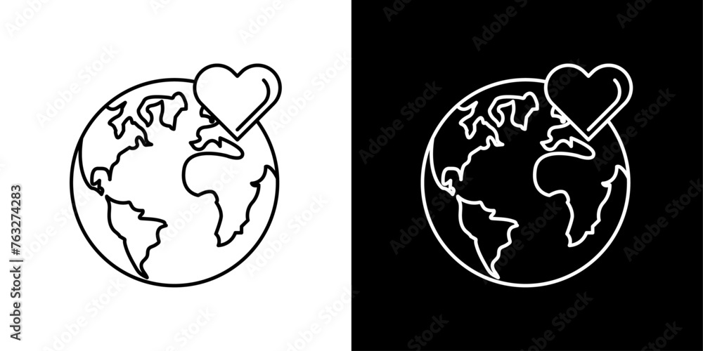 Earth Day Celebration and Care Icons. Symbols for Loving and Protecting Our Planet