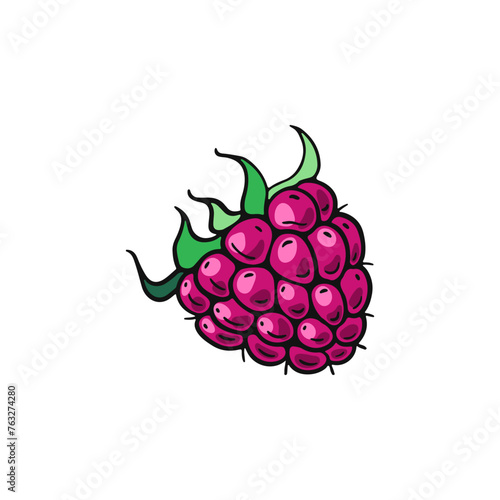 Pink Raspberry. Design of candies and sweet dessert . Vector illustration.