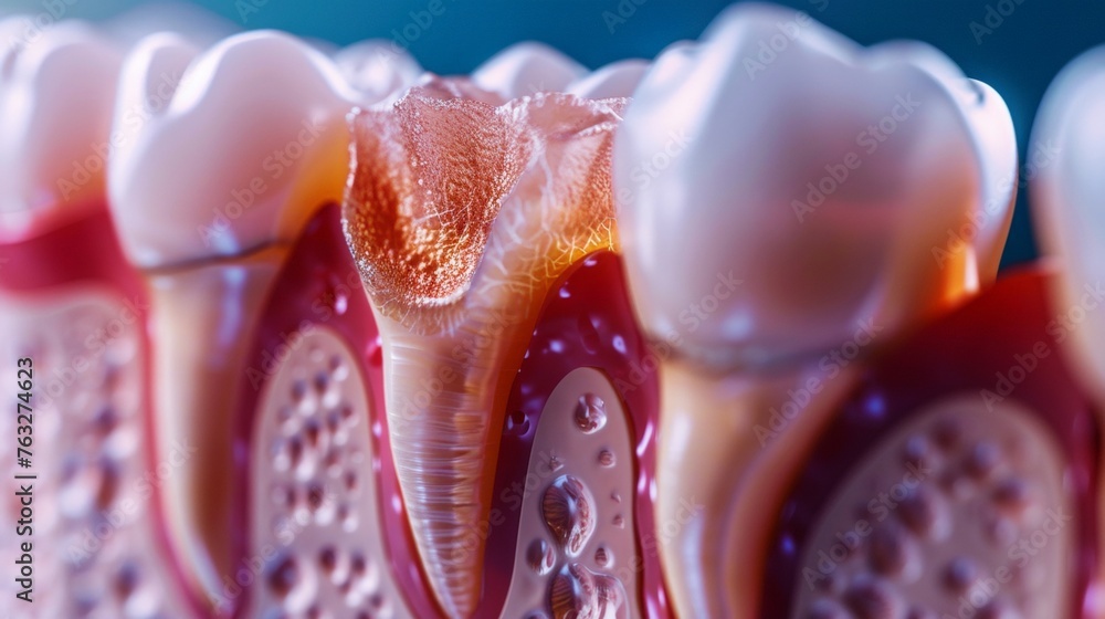 Macro View of Damaged Human Tooth in Dental Concept - obrazy, fototapety, plakaty 