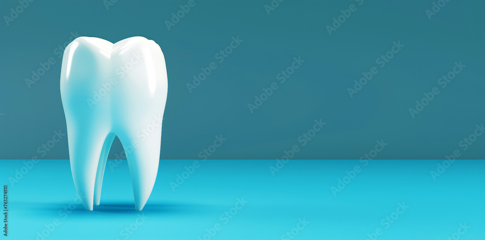 White Tooth on Blue Background White Tooth on Blue Background