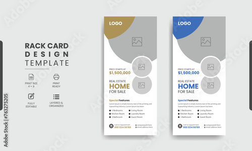 Real estate rack business rack card template design, Creative modern corporate real estate agency rack card or dl flyer template design
