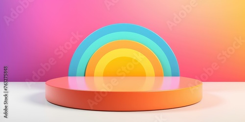 Podium for display product. Colorful Rainbow  © PNG City