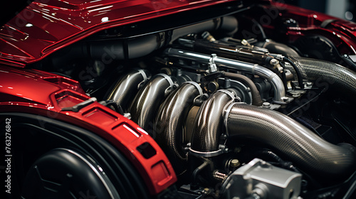 a high-performance air intake on a sports car.