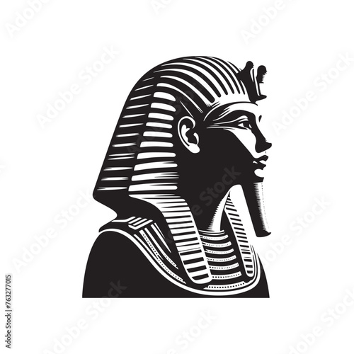 Imperial Khafre Pharaoh Silhouette: Reflecting the Sovereignty of Ancient Rulers in Khafre Illustration - Minimallest Khafre Vector - Egyptian Silhouette
