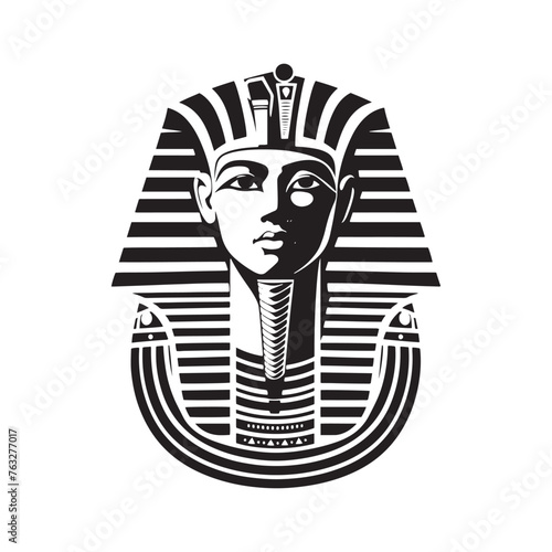 Radiant Khafre Pharaoh Silhouette: Illuminating the Reign of Ancient Monarchs in Khafre Illustration - Minimallest Khafre Vector - Egyptian Silhouette
