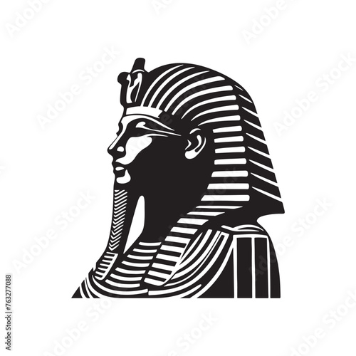 Resplendent Khafre Pharaoh Silhouette: Honoring Egypt's Royal Heritage with Khafre Illustration - Minimallest Khafre Vector - Egyptian Silhouette

