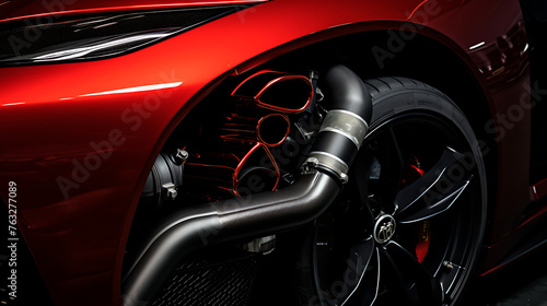 a high-performance air intake on a sports car.