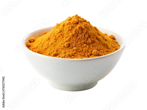 Turmeric powder in a bowl. isolated on transparent background.
