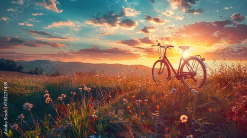 Bicycle in the sunset in the mountains © Daisha