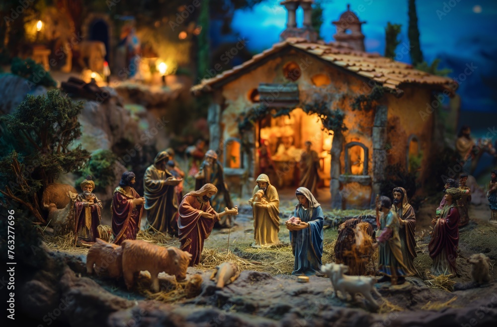 Demonstration of figures of the nativity scene