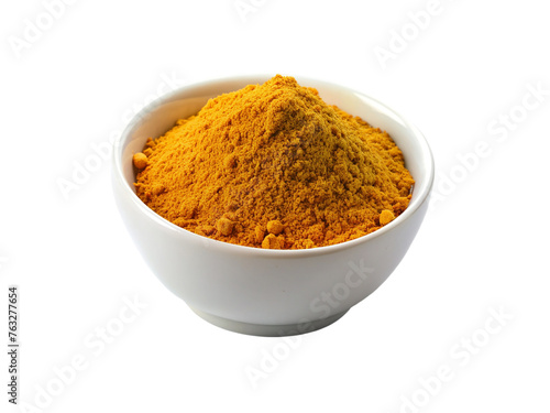 Turmeric powder in a bowl. isolated on transparent background.