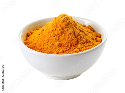 Turmeric powder in a bowl. isolated on transparent background.
