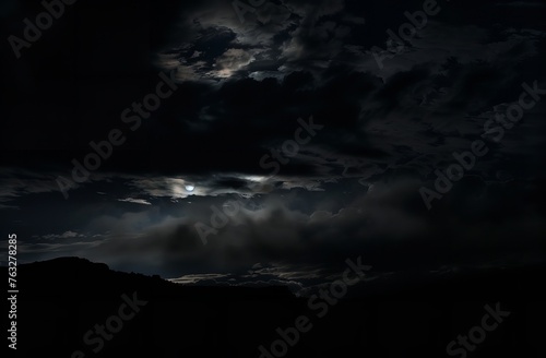 A Dark Night Sky with Clouds and the Moon Creative