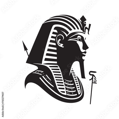Resplendent Khufu Silhouette Majesty - Recreating the Aura of Ancient Monarchs with Khufu Illustration - Minimallest Khufu Vector
