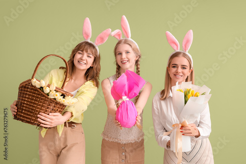 Young girls with bunny ears...