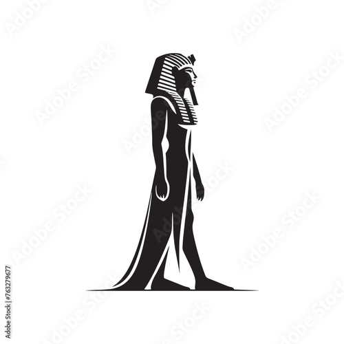 Majestic Khufu Silhouette Portrait - Capturing the Legacy of Ancient Royalty with Khufu Illustration - Minimallest Khufu Vector
