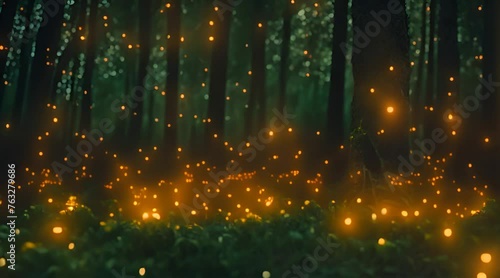 fireflies shining in the forest, fairytale forest photo