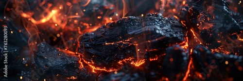 Coal fire, which focuses on the intricate textures and colors of burning coal