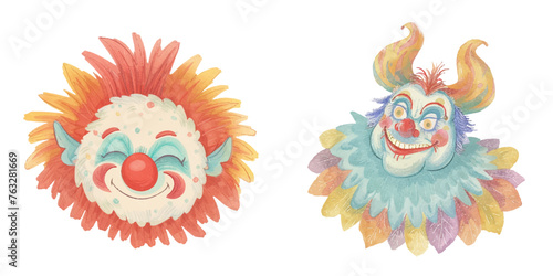  scary clown watercolour vector illustration