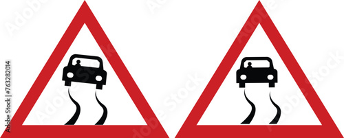 Slippery When Wet Road Sign