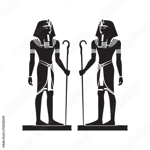 Glorious Menkaure Silhouette Extravaganza - Reflecting the Glory and Magnificence of Ancient Egyptian Civilization with Menkaure Illustration - Minimallest Menkaure Vector
