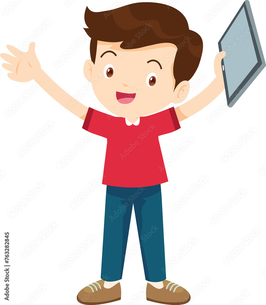 cute kids standing use smartphone and tablet gadget cute kids standing use smartphone and tablet gadget