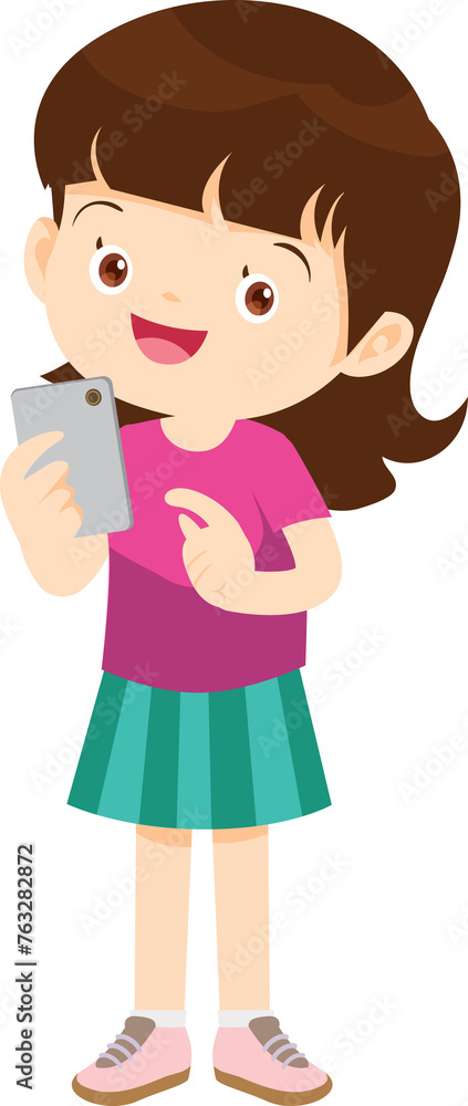 cute kids standing use smartphone and tablet gadget cute kids standing use smartphone and tablet gadget