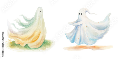 halloween ghost spirit watercolour vector illustration