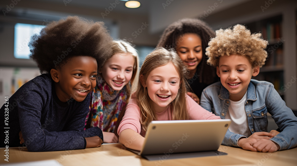 Children Engaged with a Tablet Children Engaged with a Tablet