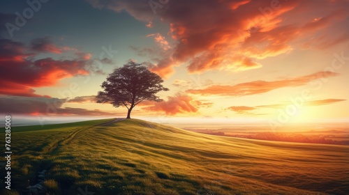 lone tree in sunset