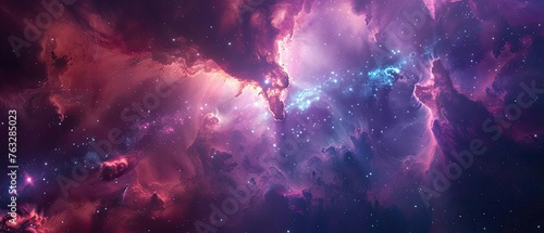 An ethereal cloud of interstellar dust and stars, creating a cosmic abstract scene,
