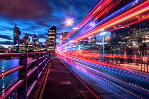 Dynamic light trails captured with long exposure  creating a sense of motion and energy 