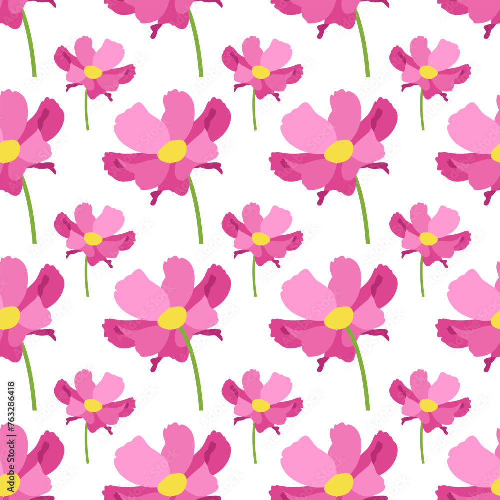 Seamless pattern of cosmea flowers. Vector. Seamless pattern of cosmea flowers. Vector.