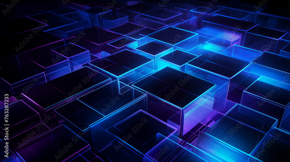 Vibrant Glowing Neon Cubes with a Futuristic 3D Design Concept Vibrant Glowing Neon Cubes with a Futuristic 3D Design Concept