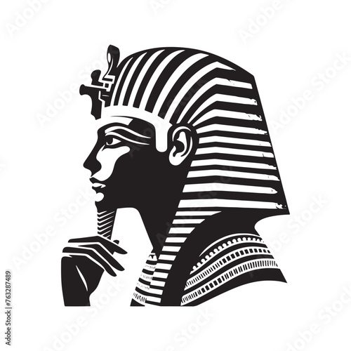 Vibrant Pharaoh Seti Silhouette - Infusing Ancient Heritage with Modern Appeal in Detailed Illustration - Minimallest Pharaoh Seti Vector
