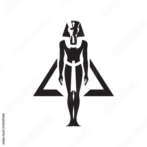 Timeless Pharaoh Seti Silhouette - Preserving the Legacy of Ancient Kingship with Intricate Illustration - Minimallest Pharaoh Seti Vector
