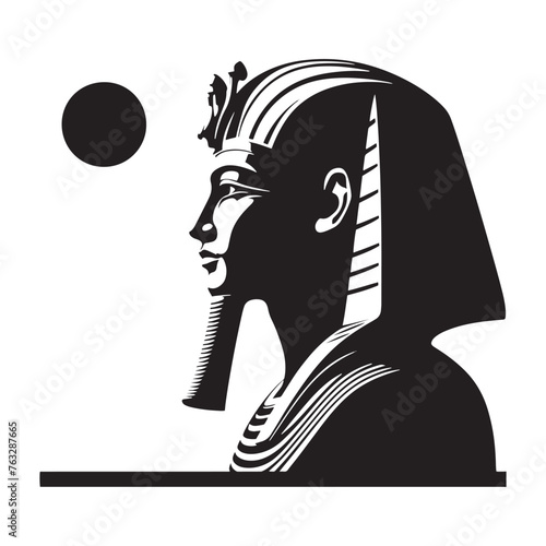 Enigmatic Pharaoh Seti Silhouette - Capturing the Mystique of Ancient Egypt in Detailed Illustration - Minimallest Pharaoh Seti Vector
